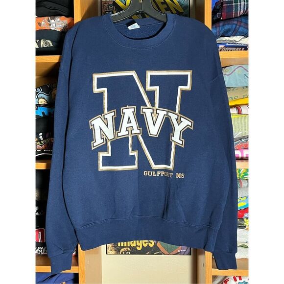 Vintage 90s US Navy Naval Academy Logo Sweater - Picture 1 of 6